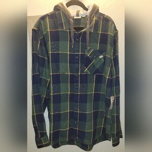 VANS Plaid Flannel Button Up Hoodie Long Sleeve Men's Size XXL Skater New